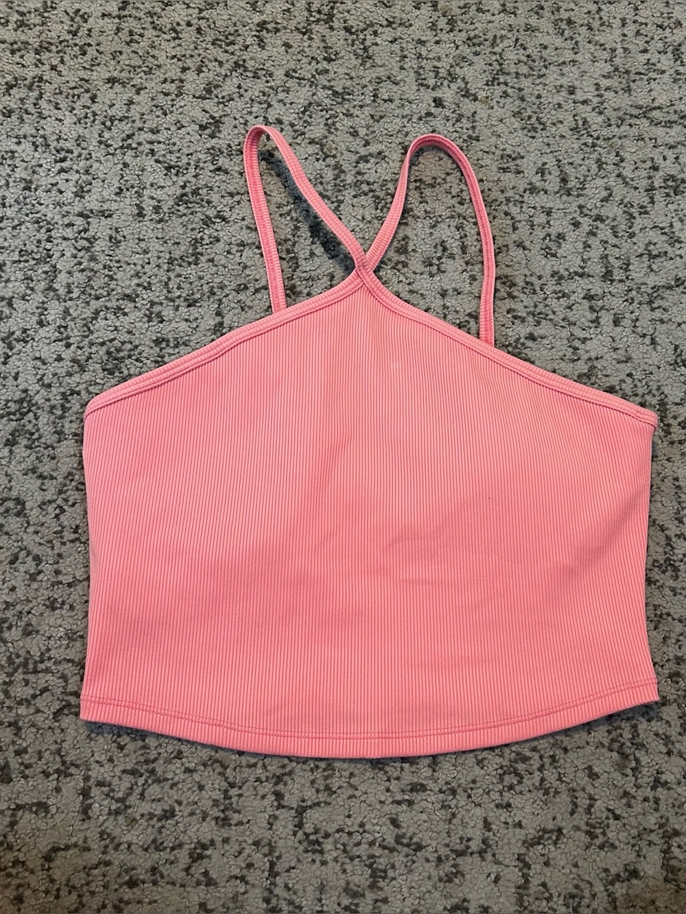 Alo Pink Ribbed Cross Strap Crop Top Size Small